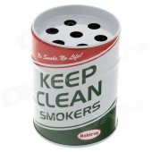 0615Creative Oil Drum Shaped Stainless Steel Ashtray / Pen Holder - White + Green + Red