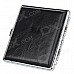 Zipper Style PU Leather + Stainless Steel Double-Sided Cigarette Case - Black (Holds 20 PCS)