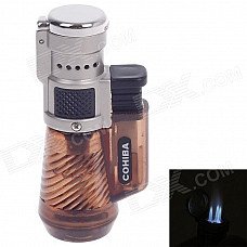 COHIBA Fashionable Windproof Butane Lighter - Brown + Black + Silver COHIBA Fashionable Windproof Butane Lighter - Brown + Black + Silver