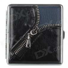 Zipper Style PU Leather + Stainless Steel Double-Sided Cigarette Case - Black (Holds 20 PCS) Zipper Style PU Leather + Stainless Steel Double-Sided Cigarette Case - Black (Holds 20 PCS)