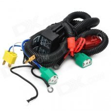 Car Headlight H4 Plug Fog Light Socket Set - Black