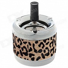 Creative Zinc Alloy Leopard Pattern Press Rotary Ashtray - Silver + Black + Golden Creative Zinc Alloy Leopard Pattern Press Rotary Ashtray - Silver + Black + Golden