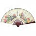 Blooming Flower Pattern and Surnames Style 10.7'' Chinese Folding Art Fan - Brown + Yellowish
