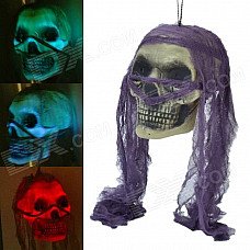 SYVIO JC Toys 72008 7-Color Lighting Skull Decorative Props w/ Purple Headcarf for Halloween Holiday SYVIO JC Toys 72008 7-Color Lighting Skull Decorative Props w/ Purple Headcarf for Halloween Holiday