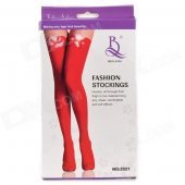 Fashion Sexy Bowknot Stockings - Red + White (Free size)