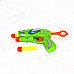 Manual Launch Outdoor Indoor Sponge Ball Gun Toy for Kids w/ 3-Sponge Cartridges -Multicolored:Green