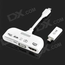 5-in-1 Micro USB MHL to HDMI Cable w/ OTG Camera Connection Kit / 11-pin Micro USB Adapter - White 5-in-1 Micro USB MHL to HDMI Cable w/ OTG Camera Connection Kit / 11-pin Micro USB Adapter - White