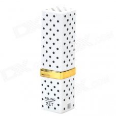Stylish Fun Lipstick Style Polka Dot Pattern Butane Gas Lighter - White + Black + Golden