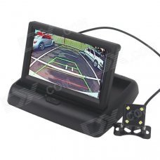 4.3" Foldable Vehicle-Mounted Display + Waterproof Camera / 4-IR LED - Black 4.3" Foldable Vehicle-Mounted Display + Waterproof Camera / 4-IR LED - Black