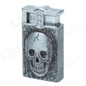 CHEERLINK Retro Anaglyph Skull Pattern Wind-Resistant Gas Jet Lighter - Silver Grey