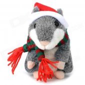 YSDX-902 Christmas Plush Hamster Talking & Wagging Toy - Grey (3 x AAA)