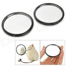 PS-319 Round-Shaped Mini Car Blinding Spot Rearview Mirrors - Black (2 PCS)
