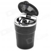 Ash Can Style Plastic Car Ashtray w/ LED - Black (1 x CR2012)