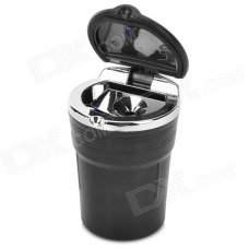 Ash Can Style Plastic Car Ashtray w/ LED - Black (1 x CR2012)