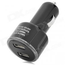 Universal Dual Female USB Output Car Charger - Black Universal Dual Female USB Output Car Charger - Black