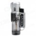 Triple-Flame Windproof Butane Gas Lighter - Silver + Translucent Black