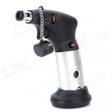 026 Stylish Windproof Double Head Butane Jet Lighter - Silver