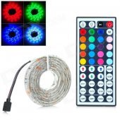 5050RGB 12W 200lm 60 SMD 5050 LED Waterproof RGB Light Stripe w/ 44 Key Remote Control - White (1 M)