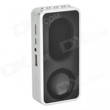 MUSIC ANGEL JH-MD09 Portable Media Player Speaker w/ TF / FM - Silver + Black + White MUSIC ANGEL JH-MD09 Portable Media Player Speaker w/ TF / FM - Silver + Black + White