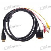 HDMI to VGA + Composite RCA Audio Video Cable (1.5M-Length)