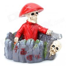 Stylish Skull Detail Resin Ashtray - White + Red + Orange + Grey Stylish Skull Detail Resin Ashtray - White + Red + Orange + Grey