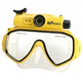 5.0MP Wide-Angle HD 720P 30m Diving Mask Camera w/ DV / 2-LED / Micro USB / 8GB TF - Yellow