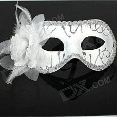 Party Glitter Feather Flower Mask - White Party Glitter Feather Flower Mask - White