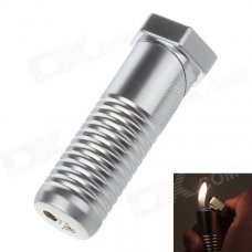 Creative Screw Style Zinc Alloy Windproof Butane Gas Lighter - Silvery White Creative Screw Style Zinc Alloy Windproof Butane Gas Lighter - Silvery White