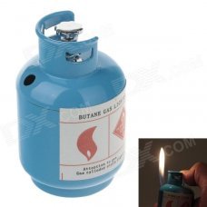 Creative Gas Cylinder Style Windproof Butane Gas Lighter - Blue Creative Gas Cylinder Style Windproof Butane Gas Lighter - Blue