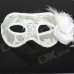 Chiffon With Flowers Feather Women's Mask - White