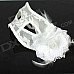 Chiffon With Flowers Feather Women's Mask - White