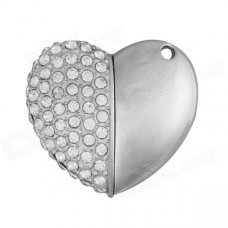 USB 2.0 Diamond-stud Heart Shape Flash Driver Disk - Silver (8GB) USB 2.0 Diamond-stud Heart Shape Flash Driver Disk - Silver (8GB)