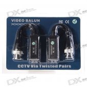 CCTV via Cat-5 Twisted Pair Video Balun Transceivers with Extension Cable (Pair)