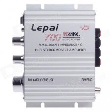 Lepai LP-V3 25W 2-CH Multifunction Stereo Car Audio Power Amplifier - Silver Lepai LP-V3 25W 2-CH Multifunction Stereo Car Audio Power Amplifier - Silver