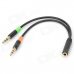 1-to-2 3.5mm Jack Male to Female Audio Extension Cable - Black + Orange + Green