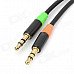 1-to-2 3.5mm Jack Male to Female Audio Extension Cable - Black + Orange + Green