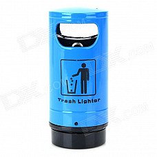 Trash Bin Style Zinc Alloy + Plastic Yellow Flame Butane Gas Lighter - Blue Trash Bin Style Zinc Alloy + Plastic Yellow Flame Butane Gas Lighter - Blue
