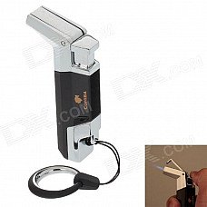 COHIBA H023B Super Fire Windproof Butane Jet Flame Lighter - Black + Silver COHIBA H023B Super Fire Windproof Butane Jet Flame Lighter - Black + Silver