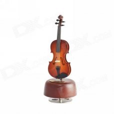 DEDOMusic Gifts MG-308 Pure Handmade Rotating Violin Music Box - Brown DEDOMusic Gifts MG-308 Pure Handmade Rotating Violin Music Box - Brown