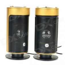 USB 2.0 Cylinder-Shaped Heavy Bass Speaker - Black + Antique Golden USB 2.0 Cylinder-Shaped Heavy Bass Speaker - Black + Antique Golden