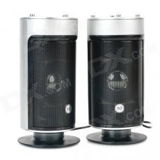 USB 2.0 Cylinder-Shaped Heavy Bass Speaker - Black + Silver Grey USB 2.0 Cylinder-Shaped Heavy Bass Speaker - Black + Silver Grey
