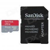 SanDisk Micro SDXC / TF Memory Card w/ SD Card Adapter - Grey + Red (64GB / Class 10)