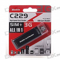 USB 2.0 SDHC SIM/SD/M2/MMC/MS/3G Card Reader (Supports 3G SIM Cards) USB 2.0 SDHC SIM/SD/M2/MMC/MS/3G Card Reader (Supports 3G SIM Cards)