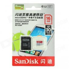 Sandisk Ultra MicroSDHC / TF Memory Card w/ TF to SD Card Adapter - Red + Grey (16GB / Class 10) Sandisk Ultra MicroSDHC / TF Memory Card w/ TF to SD Card Adapter - Red + Grey (16GB / Class 10)