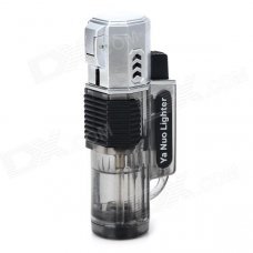 Windproof 4-mode Blue Flame Butane Lighter - Translucent Black + Silver Windproof 4-mode Blue Flame Butane Lighter - Translucent Black + Silver