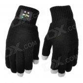 Hicall Call-receiving Bluetooth Magic Touch Screen Warm Gloves for Men - Black