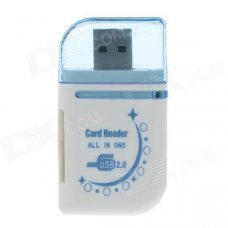 4-in-1 USB 2.0 Micro SD / TF / SD Card Reader - White + Blue (Max. 32GB) 4-in-1 USB 2.0 Micro SD / TF / SD Card Reader - White + Blue (Max. 32GB)