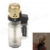 QIHAO Mini Portable Jet Flame Strong Fire Windproof Inflatable Lighter - Black + Golden