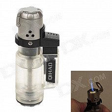 QIHAO Mini Portable Jet Flame Strong Fire Windproof Inflatable Lighter - Black + Silver QIHAO Mini Portable Jet Flame Strong Fire Windproof Inflatable Lighter - Black + Silver
