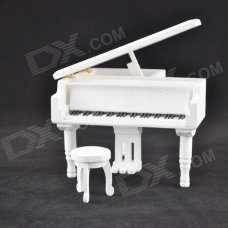 DEDO MG-346 Gifts Wooden Piano Music Box with Small Round Stool - White DEDO MG-346 Gifts Wooden Piano Music Box with Small Round Stool - White